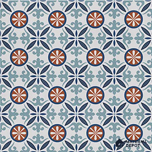 Moroccan Carpet Wall & Floor Tile TL 08345 C 61018 C 1 ft x 1 ft Ceramic Matte Finish - 10 mm | Suitable For Bathroom, Kitchen, Balcony | Please Expect a Slight Variation of Pattern