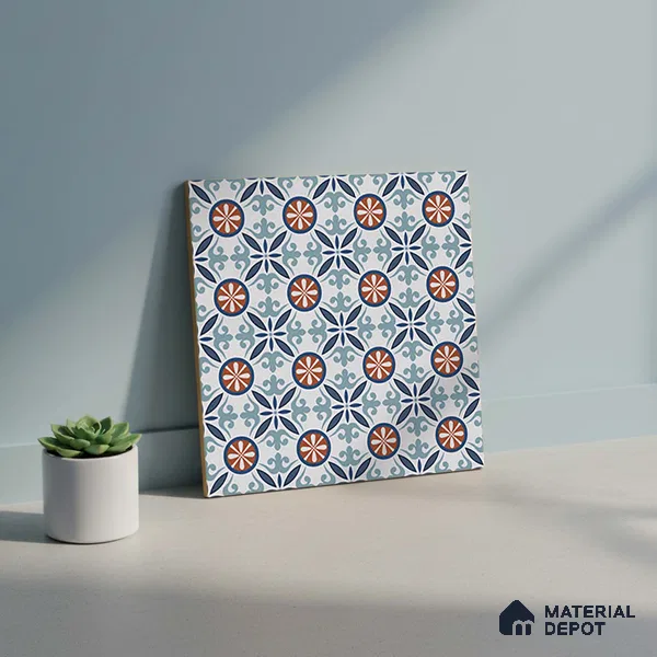 Moroccan Carpet Wall & Floor Tile TL 08345 C 61018 C 1 ft x 1 ft Ceramic Matte Finish - 10 mm | Suitable For Bathroom, Kitchen, Balcony | Please Expect a Slight Variation of Pattern