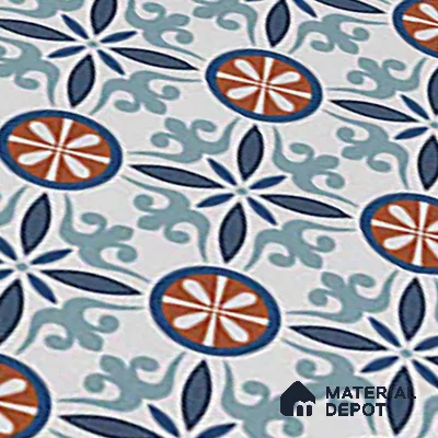 Moroccan Carpet Wall & Floor Tile TL 08345 C 61018 C 1 ft x 1 ft Ceramic Matte Finish - 10 mm | Suitable For Bathroom, Kitchen, Balcony | Please Expect a Slight Variation of Pattern