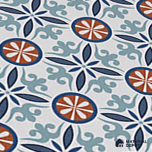 Moroccan Carpet Wall & Floor Tile TL 08345 C 61018 C 1 ft x 1 ft Ceramic Matte Finish - 10 mm | Suitable For Bathroom, Kitchen, Balcony | Please Expect a Slight Variation of Pattern