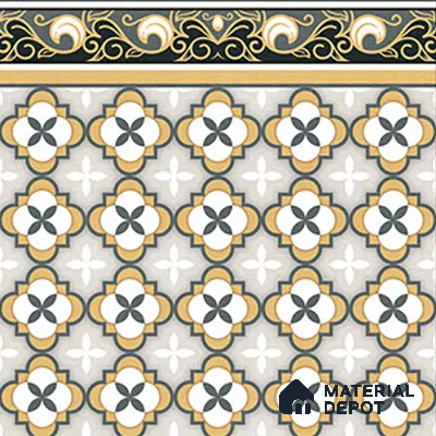 Moroccan Carpet Tile TL 08346 B 61019 B 1 ft x 1 ft Ceramic Matte Finish - 10 mm | Suitable For Living Room, Kitchen, Dining Area | Please Expect a Slight Variation of Pattern
