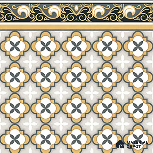 Moroccan Carpet Tile TL 08346 B 61019 B 1 ft x 1 ft Ceramic Matte Finish - 10 mm | Suitable For Living Room, Kitchen, Dining Area | Please Expect a Slight Variation of Pattern