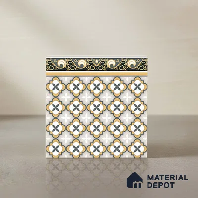 Moroccan Carpet Tile TL 08346 B 61019 B 1 ft x 1 ft Ceramic Matte Finish - 10 mm | Suitable For Living Room, Kitchen, Dining Area | Please Expect a Slight Variation of Pattern