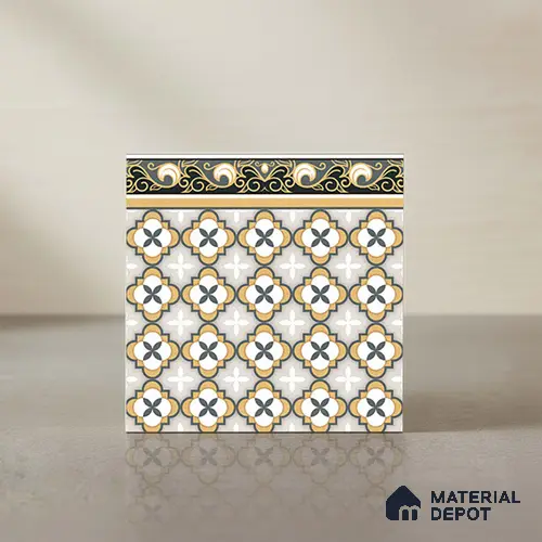 Moroccan Carpet Tile TL 08346 B 61019 B 1 ft x 1 ft Ceramic Matte Finish - 10 mm | Please Expect a Slight Variation of Pattern