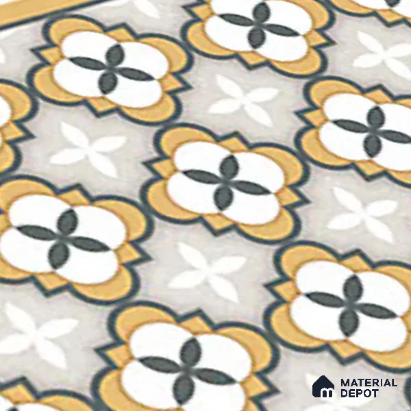 Moroccan Carpet Tile TL 08346 B 61019 B 1 ft x 1 ft Ceramic Matte Finish - 10 mm | Suitable For Living Room, Kitchen, Dining Area | Please Expect a Slight Variation of Pattern