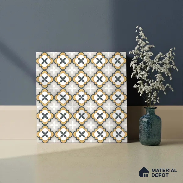 Moroccan Carpet Wall & Floor Tile TL 08346 C 61019 C 1 ft x 1 ft Ceramic Matte Finish - 10 mm | Suitable For Bathroom, Kitchen, Balcony | Please Expect a Slight Variation of Pattern