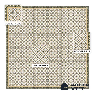 Moroccan Carpet Wall & Floor Tile TL 08346 C 61019 C 1 ft x 1 ft Ceramic Matte Finish - 10 mm | Suitable For Bathroom, Kitchen, Balcony | Please Expect a Slight Variation of Pattern