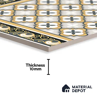 Moroccan Carpet Tile TL 08346 61019 A 1 ft x 1 ft Ceramic Matte Finish - 10 mm | Suitable For Living Room, Kitchen, Dining Area | Please Expect a Slight Variation of Pattern