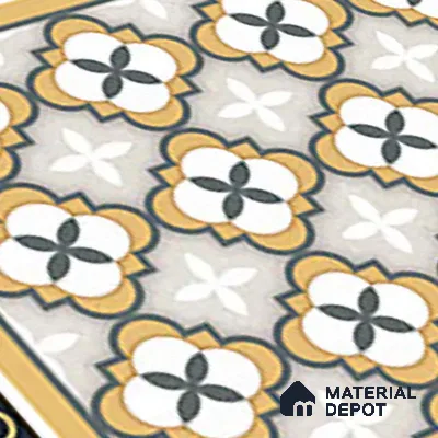 Moroccan Carpet Tile TL 08346 61019 A 1 ft x 1 ft Ceramic Matte Finish - 10 mm | Suitable For Living Room, Kitchen, Dining Area | Please Expect a Slight Variation of Pattern