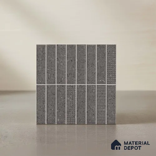 Faux Subway Look Wall Tile TL 08138 C G Zilong Coal Hl 1 ft x 1 ft Ceramic Matte Finish - 10 mm | Please Expect a Slight Variation of Pattern