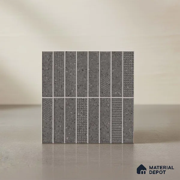 Faux Subway Look Wall Tile TL 08138 C G Zilong Coal Hl 1 ft x 1 ft Ceramic Matte Finish - 10 mm | Please Expect a Slight Variation of Pattern