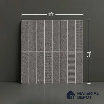 Faux Subway Look Wall Tile TL 08138 C G Zilong Coal Hl 1 ft x 1 ft Ceramic Matte Finish - 10 mm | Please Expect a Slight Variation of Pattern