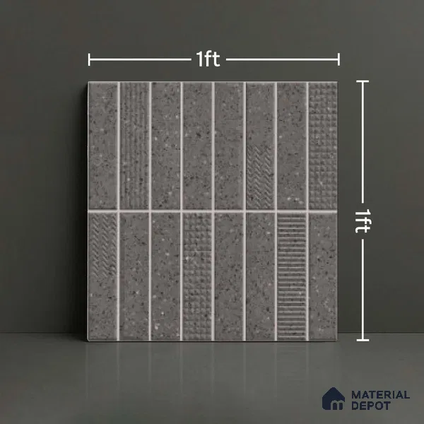 Faux Subway Look Wall Tile TL 08138 C G Zilong Coal Hl 1 ft x 1 ft Ceramic Matte Finish - 10 mm | Please Expect a Slight Variation of Pattern