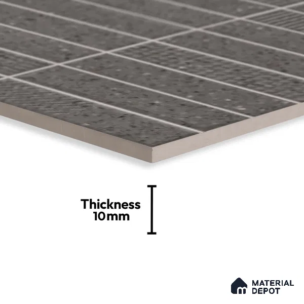 Faux Subway Look Wall Tile TL 08138 C G Zilong Coal Hl 1 ft x 1 ft Ceramic Matte Finish - 10 mm | Please Expect a Slight Variation of Pattern