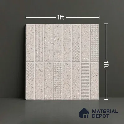 Faux Subway Look Wall Tile TL 08138 E G Zilong Grey Hl 1 ft x 1 ft Ceramic Matte Finish - 10 mm | Please Expect a Slight Variation of Pattern