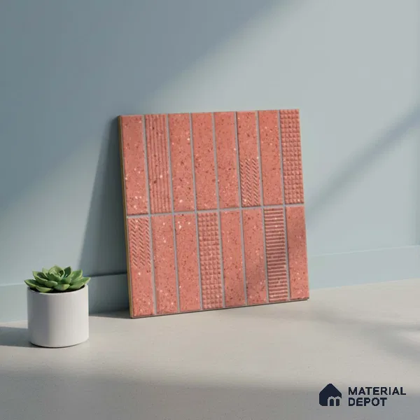 Faux Subway Look Wall Tile TL 08138 G G Zilong Red Hl 1 ft x 1 ft Ceramic Matte Finish - 10 mm | Please Expect a Slight Variation of Pattern