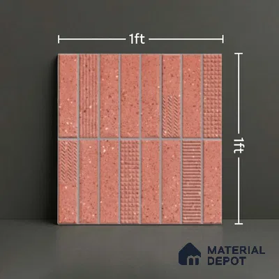 Faux Subway Look Wall Tile TL 08138 G G Zilong Red Hl 1 ft x 1 ft Ceramic Matte Finish - 10 mm | Please Expect a Slight Variation of Pattern