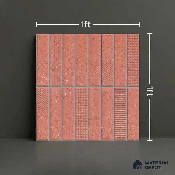 Faux Subway Look Wall Tile TL 08138 G G Zilong Red Hl 1 ft x 1 ft Ceramic Matte Finish - 10 mm | Please Expect a Slight Variation of Pattern
