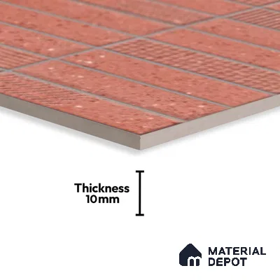 Faux Subway Look Wall Tile TL 08138 G G Zilong Red Hl 1 ft x 1 ft Ceramic Matte Finish - 10 mm | Please Expect a Slight Variation of Pattern