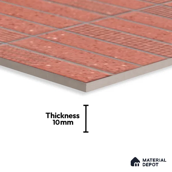 Faux Subway Look Wall Tile TL 08138 G G Zilong Red Hl 1 ft x 1 ft Ceramic Matte Finish - 10 mm | Please Expect a Slight Variation of Pattern