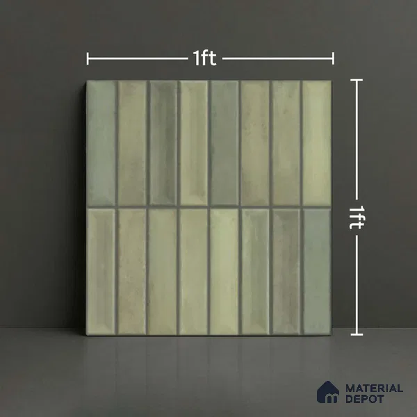 Faux Subway Look Wall Tile TL 08137 D G Arcos Olive 1 ft x 1 ft Ceramic Matte Finish - 10 mm | Please Expect a Slight Variation of Pattern