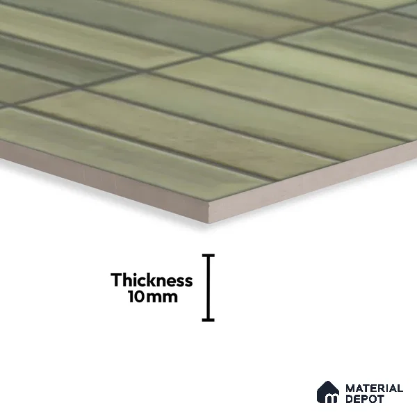 Faux Subway Look Wall Tile TL 08137 D G Arcos Olive 1 ft x 1 ft Ceramic Matte Finish - 10 mm | Please Expect a Slight Variation of Pattern