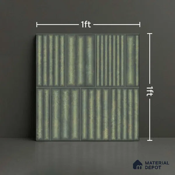 Faux Subway Look Wall Tile TL 08139 C Liberty Green 1 ft x 1 ft Ceramic Matte Finish - 10 mm | Please Expect a Slight Variation of Pattern