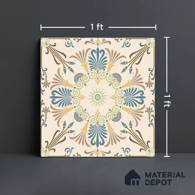 Moroccan Wall & Floor Tile TL 10468 Brisa 1 ft x 1 ft Vitrified Glue Granula Matte Finish - 9.5 mm | Suitable For Living Room, Bedroom, Kitchen | 2 mm Spacer is Mandatory | Please Expect a Slight Variation of Pattern (Sample)