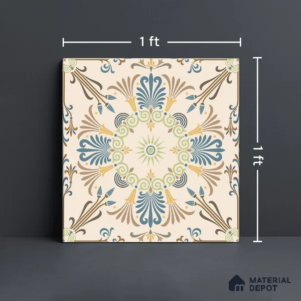 Moroccan Wall & Floor Tile TL 10468 Brisa 1 ft x 1 ft Vitrified Glue Granula Matte Finish - 9.5 mm | Suitable For Living Room, Bedroom, Kitchen | 2 mm Spacer is Mandatory | Please Expect a Slight Variation of Pattern (Sample)