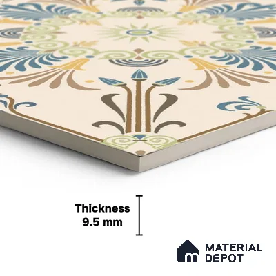 Moroccan Wall & Floor Tile TL 10468 Brisa 1 ft x 1 ft Vitrified Glue Granula Matte Finish - 9.5 mm | Suitable For Living Room, Bedroom, Kitchen | 2 mm Spacer is Mandatory | Please Expect a Slight Variation of Pattern (Sample)