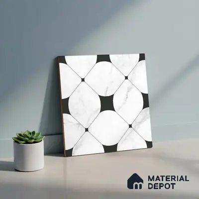 Moroccan Wall & Floor Tile TL 10462 Greybel 1 ft x 1 ft Vitrified Matte Finish - 9.5 mm | Suitable For Living Room, Bedroom, Kitchen | 2 mm Spacer is Mandatory | Please Expect a Slight Variation of Pattern