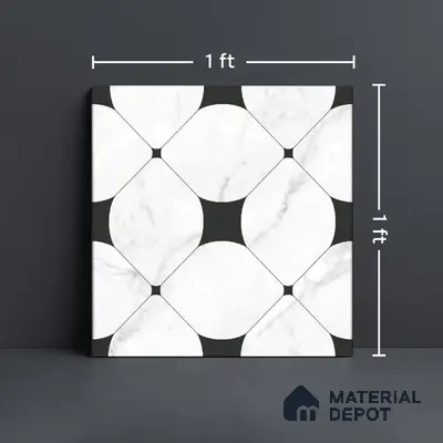 Moroccan Wall & Floor Tile TL 10462 Greybel 1 ft x 1 ft Vitrified Matte Finish - 9.5 mm | Suitable For Living Room, Bedroom, Kitchen | 2 mm Spacer is Mandatory | Please Expect a Slight Variation of Pattern