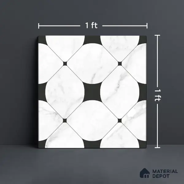 Moroccan Wall & Floor Tile TL 10462 Greybel 1 ft x 1 ft Vitrified Matte Finish - 9.5 mm | Suitable For Living Room, Bedroom, Kitchen | 2 mm Spacer is Mandatory | Please Expect a Slight Variation of Pattern