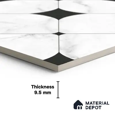 Moroccan Wall & Floor Tile TL 10462 Greybel 1 ft x 1 ft Vitrified Matte Finish - 9.5 mm | Suitable For Living Room, Bedroom, Kitchen | 2 mm Spacer is Mandatory | Please Expect a Slight Variation of Pattern