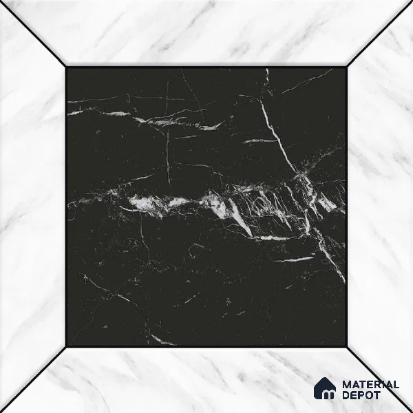 Moroccan Wall & Floor Tile TL 10458 Cubic Black 1 ft x 1 ft Vitrified Matte Finish - 9.5 mm | Suitable for Bathroom, Kitchen, Balcony | 2 mm Spacer is Mandatory | Please Expect a Slight Variation of Pattern