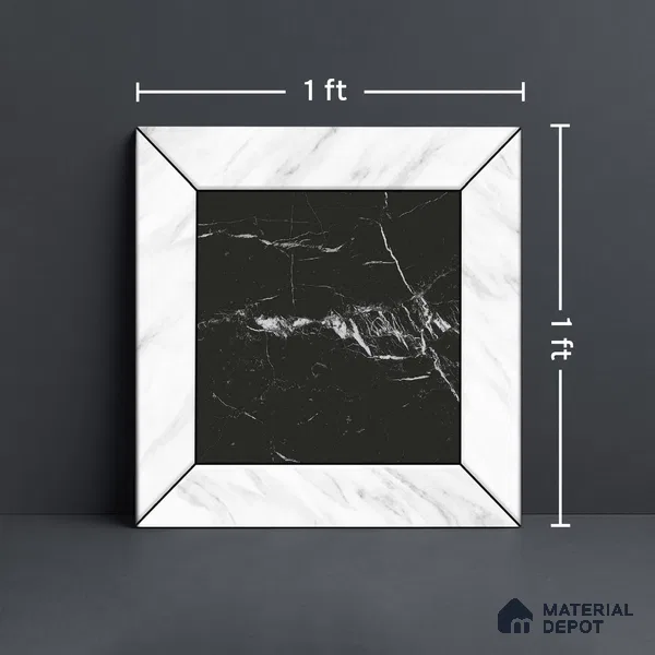 Moroccan Wall & Floor Tile TL 10458 Cubic Black 1 ft x 1 ft Vitrified Matte Finish - 9.5 mm | Suitable for Bathroom, Kitchen, Balcony | 2 mm Spacer is Mandatory | Please Expect a Slight Variation of Pattern