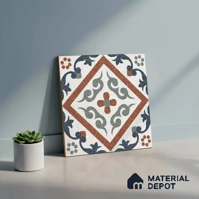 Moroccan Wall & Floor Tile TL 10467 Storm Blue 1 ft x 1 ft Vitrified Matte Finish - 9.5 mm | Suitable for Bathroom, Kitchen, Balcony | 2 mm Spacer is Mandatory | Please Expect a Slight Variation of Pattern