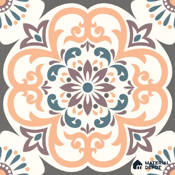 Moroccan Wall & Floor Tile TL 10460 Ergo 1 ft x 1 ft Vitrified Matte Finish - 9.5 mm | Suitable For Living Room, Bedroom, Kitchen | 2 mm Spacer is Mandatory | Please Expect a Slight Variation of Pattern