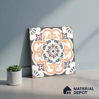 Moroccan Wall & Floor Tile TL 10460 Ergo 1 ft x 1 ft Vitrified Matte Finish - 9.5 mm | Suitable For Living Room, Bedroom, Kitchen | 2 mm Spacer is Mandatory | Please Expect a Slight Variation of Pattern