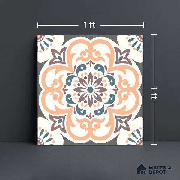 Moroccan Wall & Floor Tile TL 10460 Ergo 1 ft x 1 ft Vitrified Matte Finish - 9.5 mm | Suitable For Living Room, Bedroom, Kitchen | 2 mm Spacer is Mandatory | Please Expect a Slight Variation of Pattern