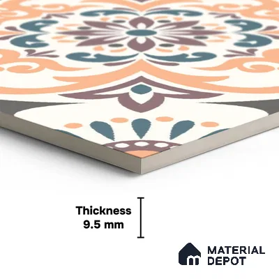 Moroccan Wall & Floor Tile TL 10460 Ergo 1 ft x 1 ft Vitrified Matte Finish - 9.5 mm | Suitable For Living Room, Bedroom, Kitchen | 2 mm Spacer is Mandatory | Please Expect a Slight Variation of Pattern