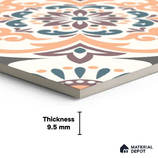 Moroccan Wall & Floor Tile TL 10460 Ergo 1 ft x 1 ft Vitrified Matte Finish - 9.5 mm | Suitable For Living Room, Bedroom, Kitchen | 2 mm Spacer is Mandatory | Please Expect a Slight Variation of Pattern