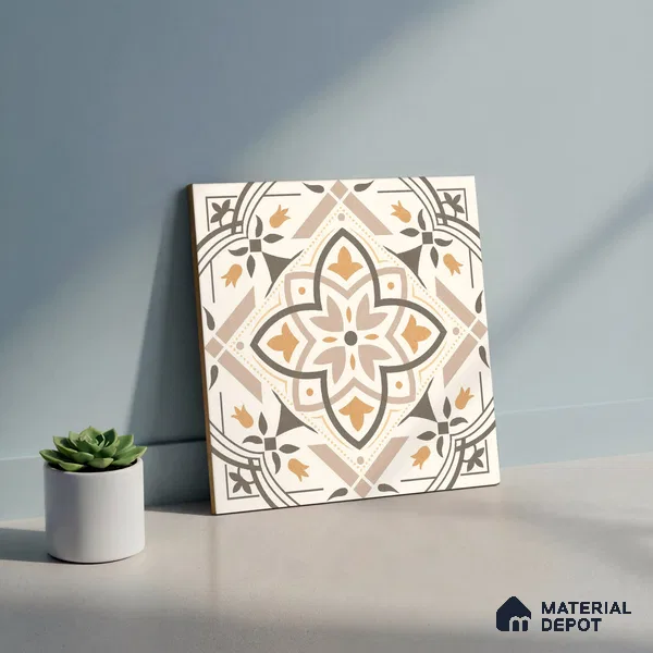 Moroccan Wall & Floor Tile TL 10469 Davis 1 ft x 1 ft Vitrified Glue Granula Matte Finish - 9.5 mm | Suitable for Bathroom, Kitchen, Balcony | 2 mm Spacer is Mandatory | Please Expect a Slight Variation of Pattern
