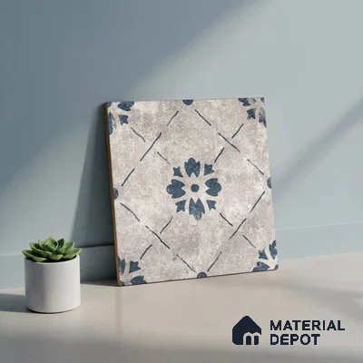 Moroccan Wall & Floor Tile TL 10457 B Bruma Silver 1 ft x 1 ft Vitrified Matte Finish - 9.5 mm | Suitable For Living Room, Bedroom, Kitchen | 2 mm Spacer is Mandatory | Please Expect a Slight Variation of Pattern