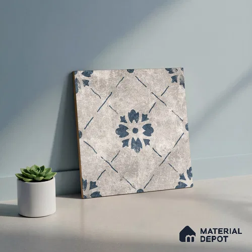 Moroccan Wall & Floor Tile TL 10457 B Bruma Silver 1 ft x 1 ft Vitrified Matte Finish - 9.5 mm | Suitable For Living Room, Bedroom, Kitchen | 2 mm Spacer is Mandatory | Please Expect a Slight Variation of Pattern