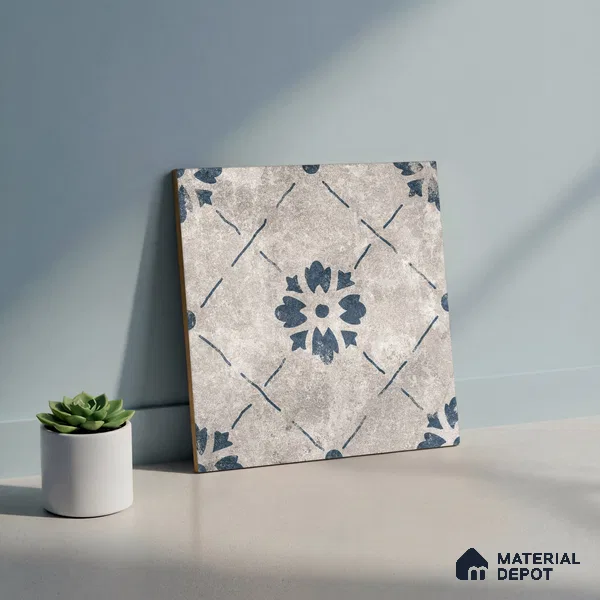 Moroccan Wall & Floor Tile TL 10457 B Bruma Silver 1 ft x 1 ft Vitrified Matte Finish - 9.5 mm | Suitable For Living Room, Bedroom, Kitchen | 2 mm Spacer is Mandatory | Please Expect a Slight Variation of Pattern