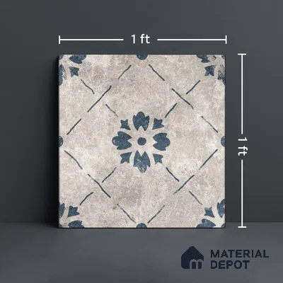 Moroccan Wall & Floor Tile TL 10457 B Bruma Silver 1 ft x 1 ft Vitrified Matte Finish - 9.5 mm | Suitable For Living Room, Bedroom, Kitchen | 2 mm Spacer is Mandatory | Please Expect a Slight Variation of Pattern