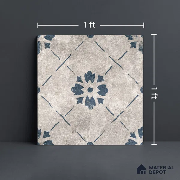 Moroccan Wall & Floor Tile TL 10457 B Bruma Silver 1 ft x 1 ft Vitrified Matte Finish - 9.5 mm | Suitable For Living Room, Bedroom, Kitchen | 2 mm Spacer is Mandatory | Please Expect a Slight Variation of Pattern