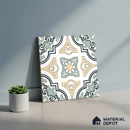 Moroccan Wall & Floor Tile TL 10461 Exotic 1 ft x 1 ft Vitrified Matte Finish - 9.5 mm | Suitable For Living Room, Bedroom, Kitchen | 2 mm Spacer is Mandatory | Please Expect a Slight Variation of Pattern