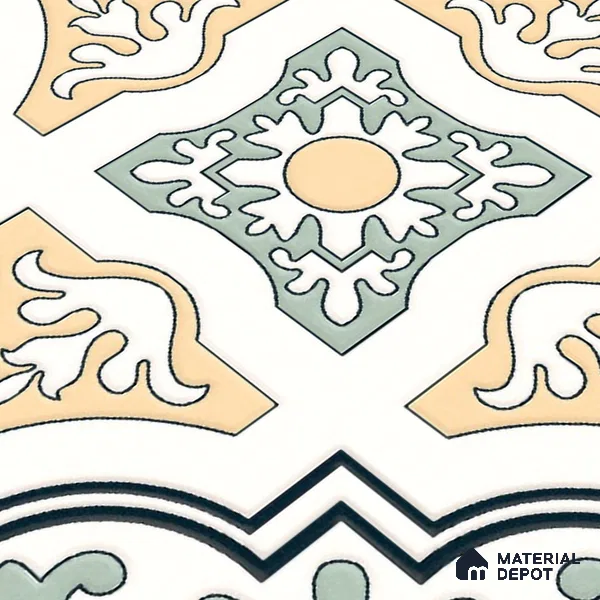 Moroccan Wall & Floor Tile TL 10461 Exotic 1 ft x 1 ft Vitrified Matte Finish - 9.5 mm | Suitable for Bathroom, Kitchen, Balcony | 2 mm Spacer is Mandatory | Please Expect a Slight Variation of Pattern